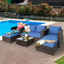 Load image into Gallery viewer, 5 Pieces Patio Cushioned Rattan Furniture Set-Navy
