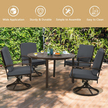 Load image into Gallery viewer, 49 Inch Round Patio Dining Table Metal Slatted Table with Umbrella Hole-Brown
