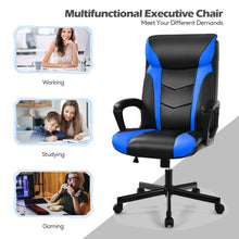 Load image into Gallery viewer, Swivel PU Leather Office Gaming Chair with Padded Armrest-Blue
