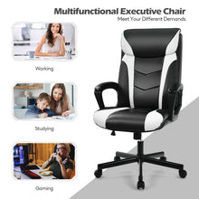 Load image into Gallery viewer, Swivel PU Leather Office Gaming Chair with Padded Armrest-White
