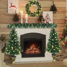 Load image into Gallery viewer, 4 Pieces Christmas Decoration Set with Garland Wreath and Entrance Trees
