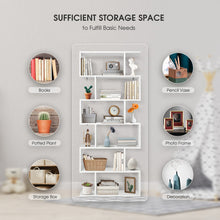 Load image into Gallery viewer, 6 Tier S-Shaped Bookshelf Storage Display Bookcase Decor Z-Shelf -White
