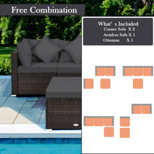 Load image into Gallery viewer, 4 Pieces Ottoman Garden Patio Rattan Wicker Furniture Set with Cushion-Gray
