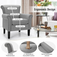 Load image into Gallery viewer, Modern Upholstered Fabric Accent Chair with Rubber Wood Legs-Light Gray
