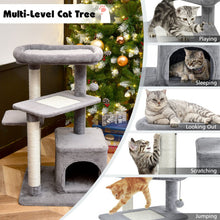 Load image into Gallery viewer, Cat Tree with Perch and Hanging Ball for Indoor Activity Play and Rest-Gray
