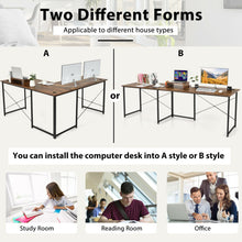 Load image into Gallery viewer, 95 Inch 2-Person L-Shaped Long Reversible Computer Desk with Monitor Stand-Rustic Brown
