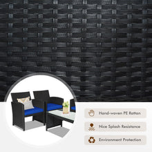 Load image into Gallery viewer, 4 Pcs Wicker Conversation Furniture Set Patio Sofa and Table Set-Navy
