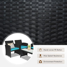 Load image into Gallery viewer, 4 Pcs Wicker Conversation Furniture Set Patio Sofa and Table Set-Turquoise
