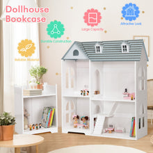Load image into Gallery viewer, 2-Tier Dollhouse Bookcase with Sufficient Storage Space-Gray
