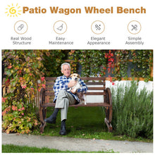 Load image into Gallery viewer, 2-Person Outdoor Wooden Wagon Wheel Garden Bench-Brown
