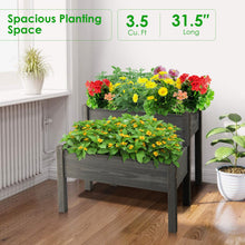 Load image into Gallery viewer, 2 Tier Wooden Raised Garden Bed with Legs Drain Holes-Gray
