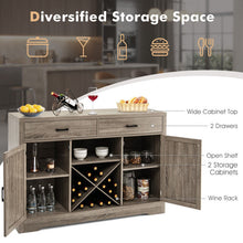 Load image into Gallery viewer, Wooden Kitchen Storage Buffet Cabinet with 2 Drawer and Wine Rack
