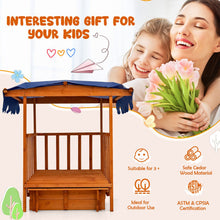 Load image into Gallery viewer, Kids Outdoor Wooden Retractable Sandbox with Cover and Built-in Wheels-Natural
