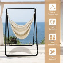 Load image into Gallery viewer, Hanging Padded Hammock Chair with Stand and Heavy Duty Steel-Beige
