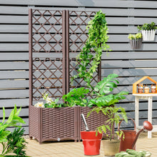 Load image into Gallery viewer, Raised Garden Bed with Trellis Planter Box for Climbing Plants-Brown
