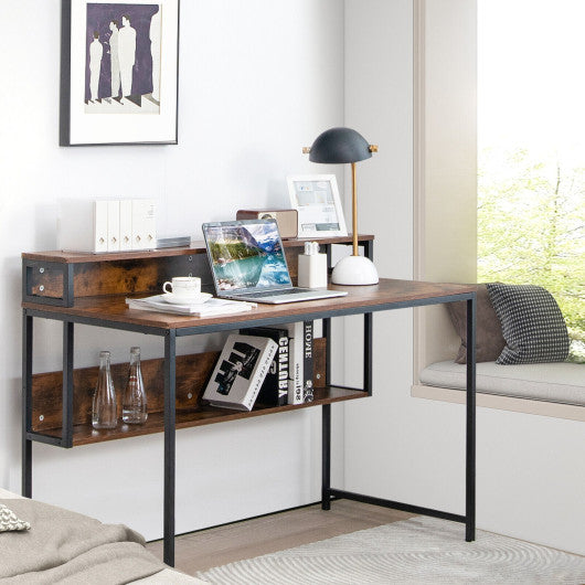 48 Inch Computer Desk Home Office Table with Monitor Stand Storage Shelf