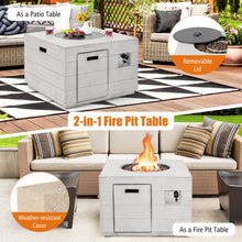 Load image into Gallery viewer, 34 Inch Square Concrete Propane Fire Pit Table with Lava Rocks and Cover 50 000 BTU-Gray
