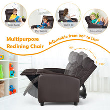 Load image into Gallery viewer, Ergonomic PU Leather Kids Recliner Lounge Sofa for 3-12 Age Group-Brown
