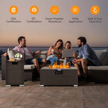 Load image into Gallery viewer, 32 Inch x 20 Inch Propane Rattan Fire Pit Table Set with Side Table Tank and Cover-Coffee
