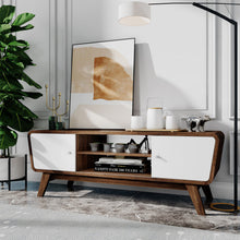 Load image into Gallery viewer, Mid Century TV Stand for TVs up to 55 Inch Media Console Table Sliding Door-Walnut
