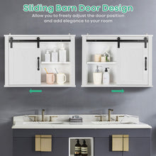 Load image into Gallery viewer, Bathroom Wall-Mounted Medicine Cabinet Organizer with Sliding Barn Door-White
