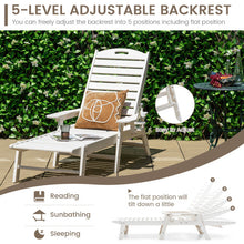 Load image into Gallery viewer, Weatherproof Patio Lounge Chair with Adjustable Back and Cup Holder-White
