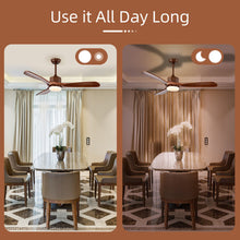 Load image into Gallery viewer, 52 Inch Reversible Ceiling Fan with LED Light and Adjustable Temperature-Brown
