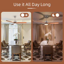 Load image into Gallery viewer, 52 Inch Reversible Ceiling Fan with LED Light and Adjustable Temperature-Silver

