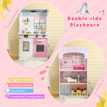 Load image into Gallery viewer, 2-In-1 Kids Kitchen Playset and Dollhouse with Accessories
