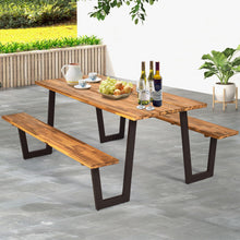 Load image into Gallery viewer, 70 Inch Dining Table Set with Seats and Umbrella Hole
