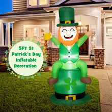 Load image into Gallery viewer, 5 Feet St Patrick&#39;s Day Inflatable Decoration Leprechaun Sitting on Hat
