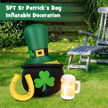Load image into Gallery viewer, 5 Feet St Patrick&#39;s Day Inflatable Decoration with Leprechaun Hat
