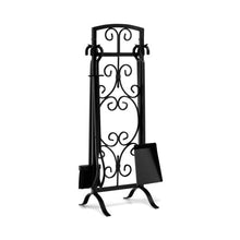 Load image into Gallery viewer, 5 Piece Wrought Iron Fireplace Tools with Decor Holder-Black
