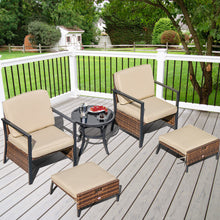 Load image into Gallery viewer, 5 Pieces Patio Wicker Conversation Set with Soft Cushions for Garden Yard
