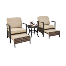 Load image into Gallery viewer, 5 Pieces Patio Wicker Conversation Set with Soft Cushions for Garden Yard
