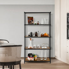 Load image into Gallery viewer, 5 Tiers 61 Inch Multi-use Bookshelf with Metal Frame-Black
