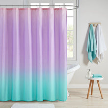 Load image into Gallery viewer, Mi Zone Glimmer 100% Polyester Ombre Printed Shower Curtain With Glitter Sparkles- Aqua MZ70-0600 By Olliix
