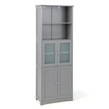 Load image into Gallery viewer, 6-Tier Freestanding Bathroom Cabinet with 2 Open Compartments and Adjustable Shelves-Gray

