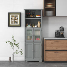 Load image into Gallery viewer, 6-Tier Freestanding Bathroom Cabinet with 2 Open Compartments and Adjustable Shelves-Gray
