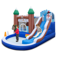 Load image into Gallery viewer, 6-in-1 Winter Theme Snowman Inflatable Castle with Slide and Trampoline without Blower
