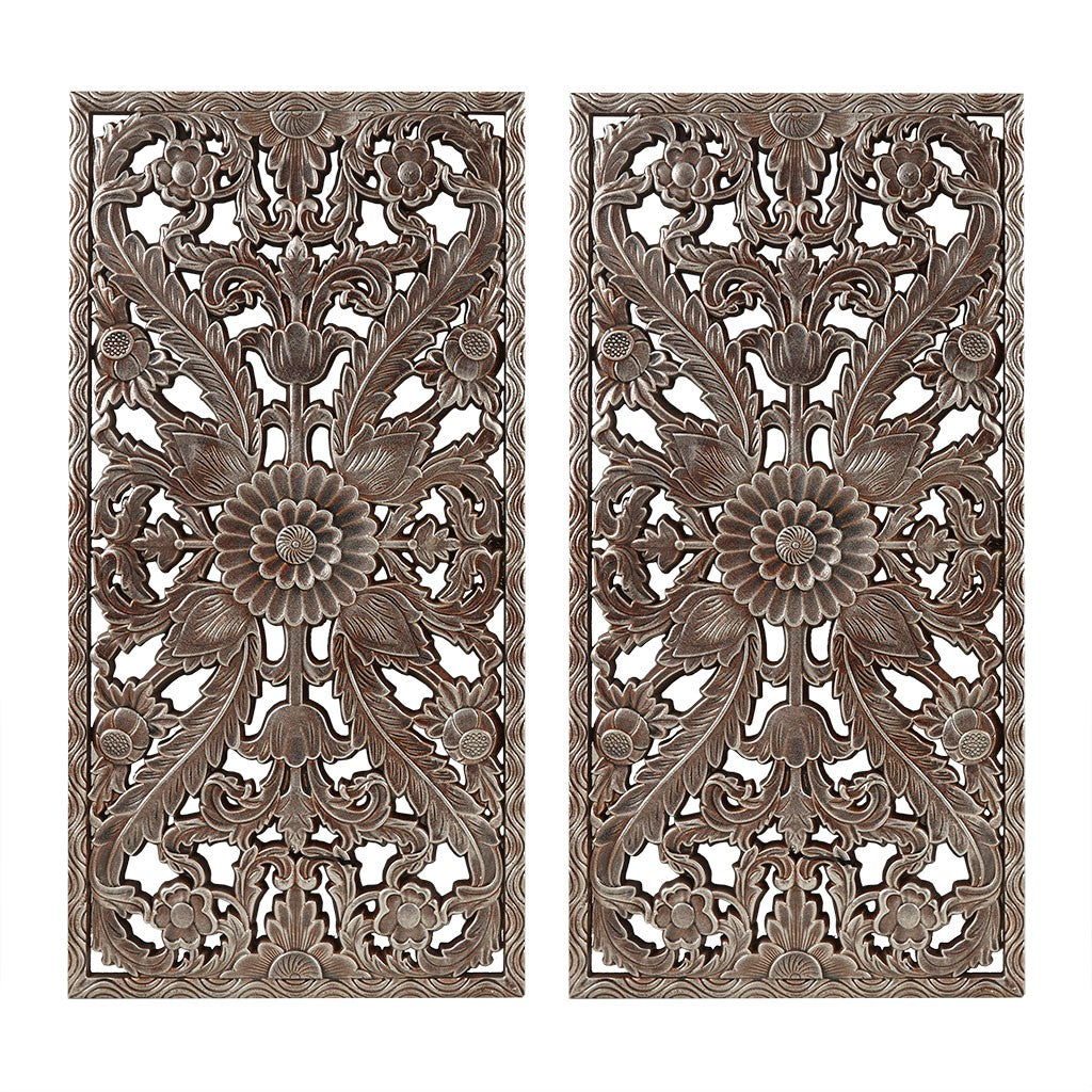 Botanical Panel Carved Wall 2 Piece Set - MP95B-0263