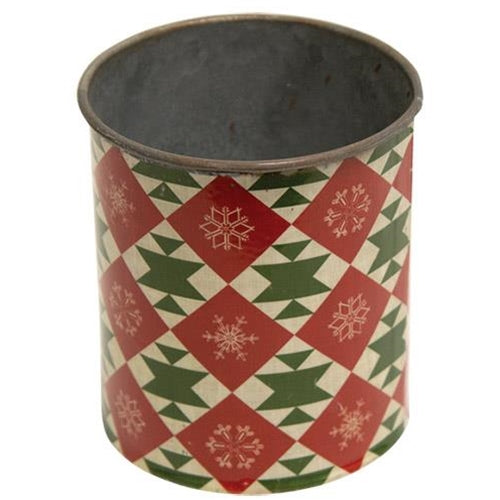 Vintage Christmas Pattern Metal Can (Pack of 4)