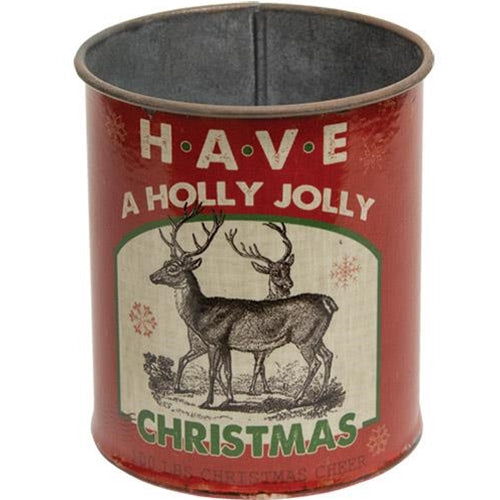 Holly Jolly Christmas Metal Can (Pack of 4)