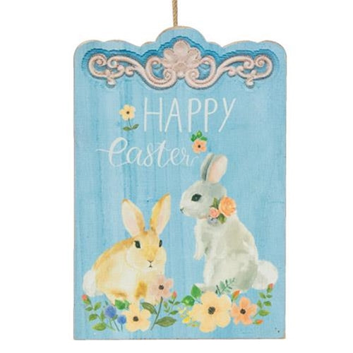 *Happy Easter Bunny Wooden Sign (Pack of 2)
