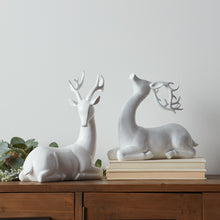 Load image into Gallery viewer, Modern White Stone Laying Deer Figurine (Set of 2)
