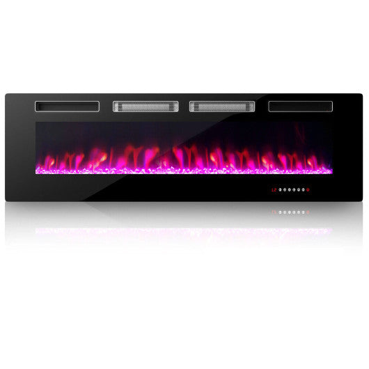 42/50/60/72 Inch Ultra-Thin Electric Fireplace with Decorative Crystals-60 inches