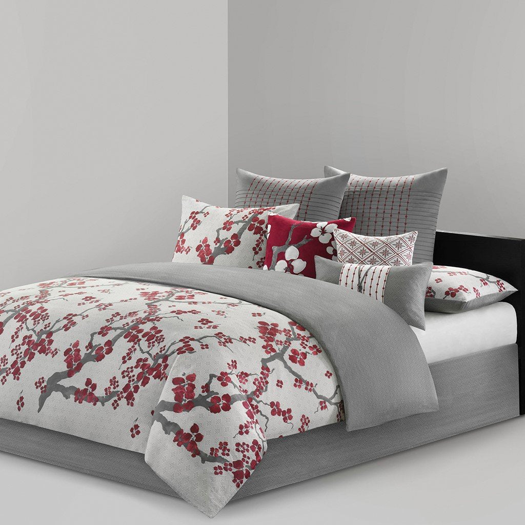 N Natori Cherry Blossom Comforter Set -Queen NS10-1848 By Olliix