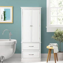 Load image into Gallery viewer, 62 Inch Freestanding Bathroom Cabinet with Adjustable Shelves and 2 Drawers-White
