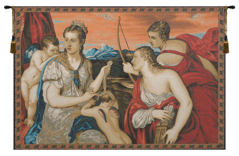 Venus Blindfolds Cupid Italian Tapestry