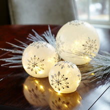 Load image into Gallery viewer, LED Frosted Snowflake Jewel Globe (Set of 3)
